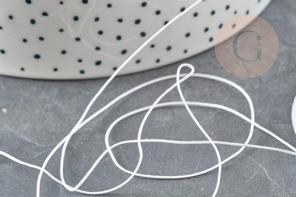 Cordon fil de jade blanc polyester 0.5mm, cordon pour création de bijoux x1 mètre G9331