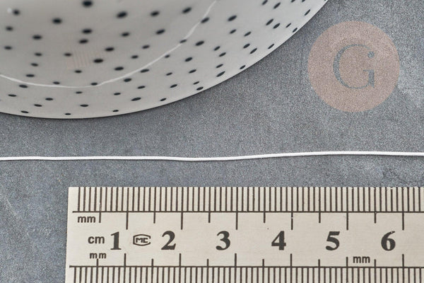 Cordon fil de jade blanc polyester 0.5mm, cordon pour création de bijoux x1 mètre G9331