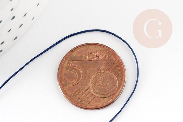Cordon fil de jade bleu marine polyester 0.5mm, cordon pour création de bijoux x1 mètre G9332