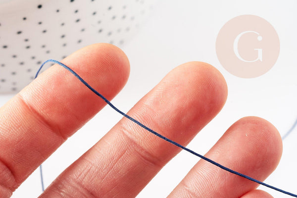 Cordon fil de jade bleu marine polyester 0.5mm, cordon pour création de bijoux x1 mètre G9332