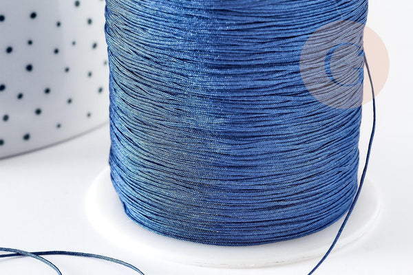 Cordon fil de jade bleu marine polyester 0.5mm, cordon pour création de bijoux x1 mètre G9332