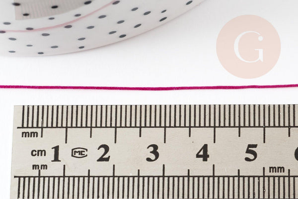 Cordon fil de jade rose fuchsia polyester 0.5mm, cordon pour création de bijoux x1 mètre G9338