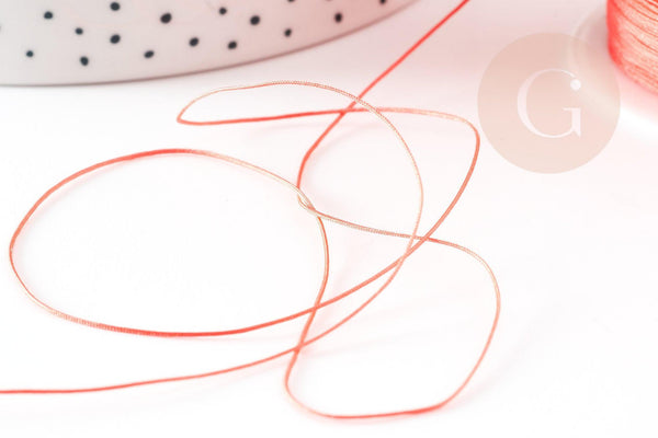 Cordon fil de jade rouge clair polyester 0.5mm, cordon pour création de bijoux x1 mètre G9339