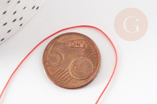 Cordon fil de jade rouge clair polyester 0.5mm, cordon pour création de bijoux x1 mètre G9339