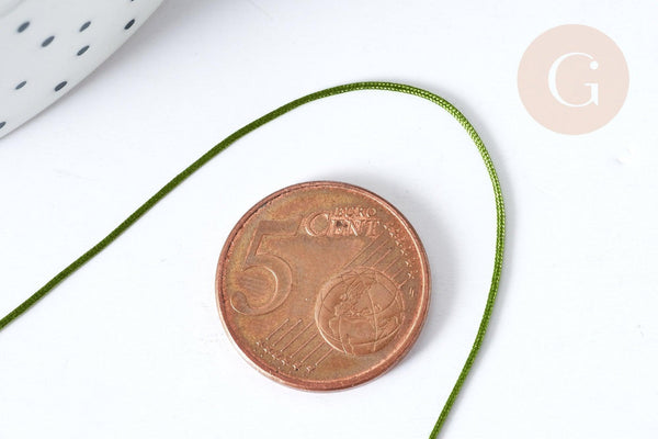 Cordon fil de jade vert Métallisé polyester 0.4mm, cordon métallisé pour bijoux x1 mètre G8176