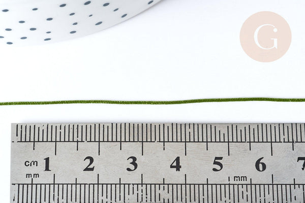 Cordon fil de jade vert Métallisé polyester 0.4mm, cordon métallisé pour bijoux x1 mètre G8176