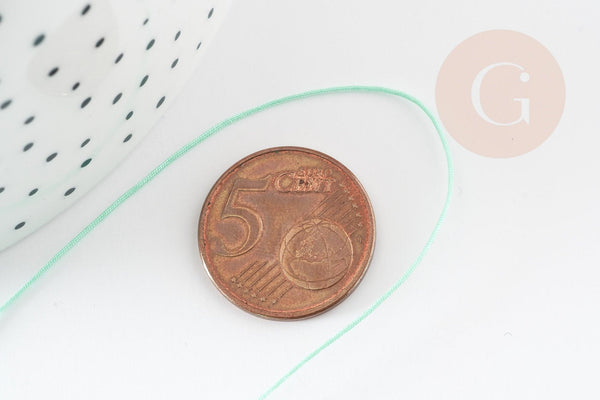 Cordon fil de jade vert clair polyester 0.5mm, x1 mètre (G9341)