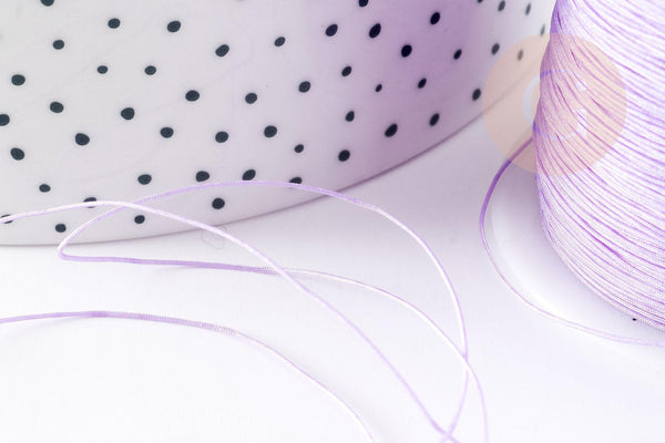 Cordon fil de jade violet clair polyester 0.5mm, cordon pour création de bijoux x1 mètre G9342