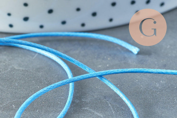 Cordon huilé bleu imitation cuir,fourniture créative, scrapbooking, x1 mètre G8251