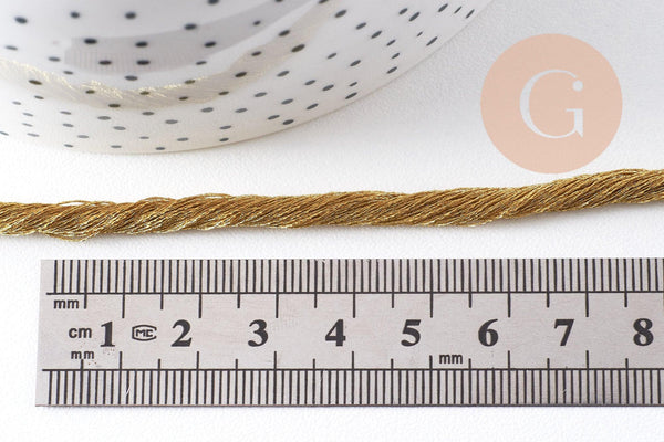 Cordon macramé Polyester or foncé 3mm, x1 mètre (G10475)