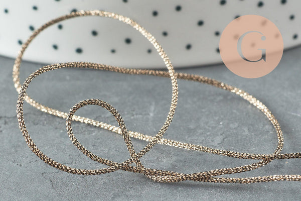 Cordon métallique brun coco ,ruban mariage,fourniture créative, scrapbooking, largeur 1mm, x1 mètre G4420