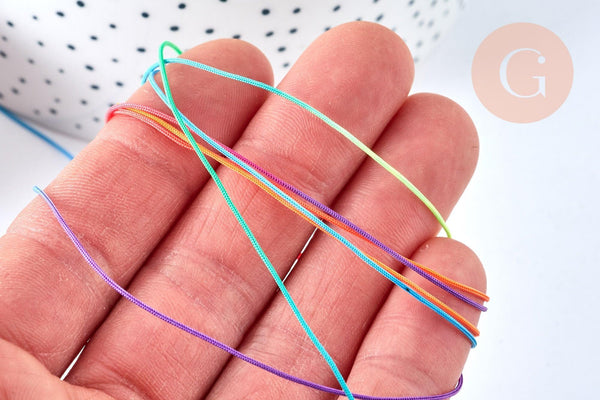 Cordon multicolore, fabrication bijoux bijoux,ruban mariage, scrapbooking, largeur 0.5-0.6mm, x1 mètre G6815