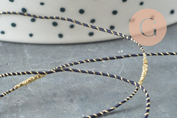 Cordon noir or, fabrication bijoux,ruban mariage, scrapbooking,largeur 1.5mm, x1 ou x5 mètres G0697