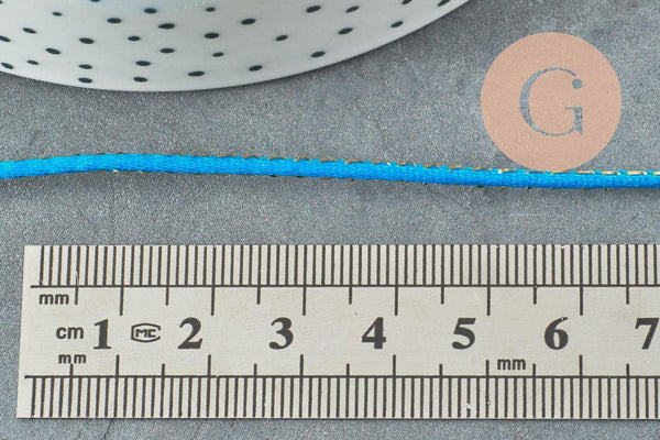 Cordon nylon bleu turquoise or 1.5mm, x1 mètre (G3763)