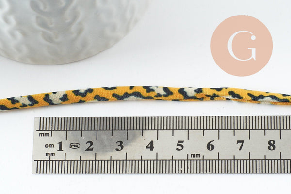Cordon nylon élastique Léopard jaune noir 4mm, x1 mètre G9807