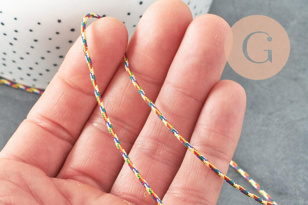 Cordon nylon métallique multicolore 0.8mm, x1 mètre (G4183)