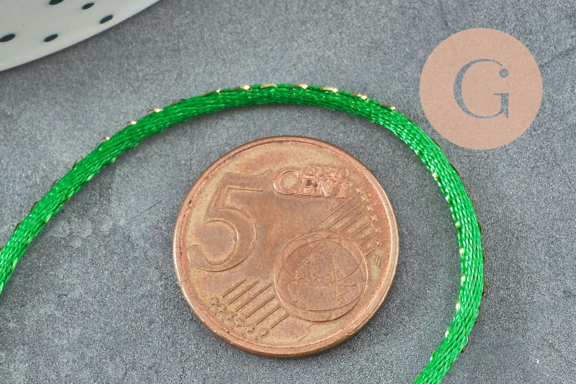 Cordon nylon vert or 1.5mm, x1 mètre (G3407)