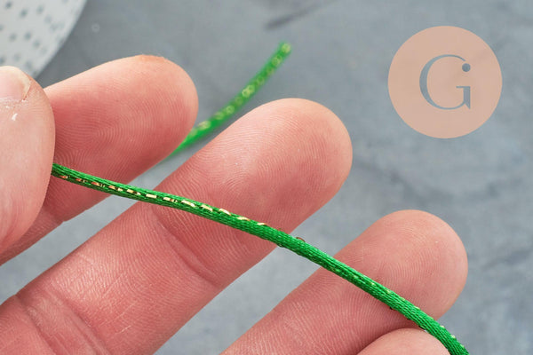Cordon nylon vert or 1.5mm, x1 mètre (G3407)