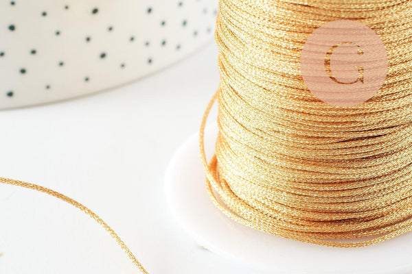 Cordon or clair pailleté 1mm, x1 mètre (G5664)