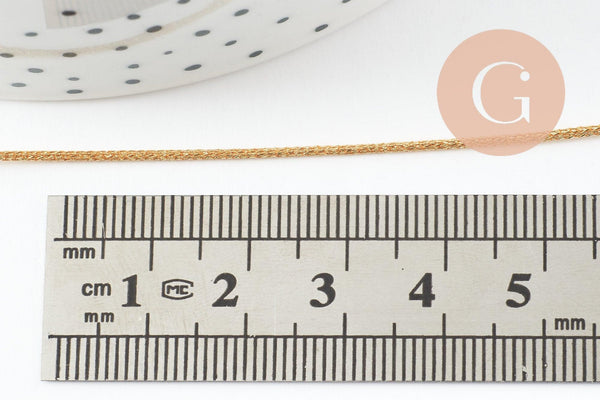 Cordon or clair pailleté 1mm, x1 mètre (G5664)