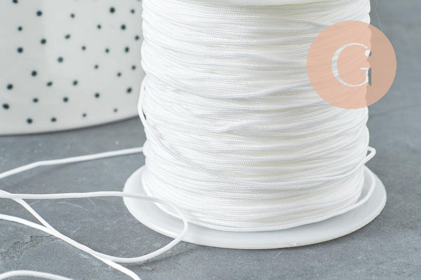 Cordon polyester blanc, fabrication bijoux, création bijoux,scrapbooking, 0.7mm, x 5mètres G6729