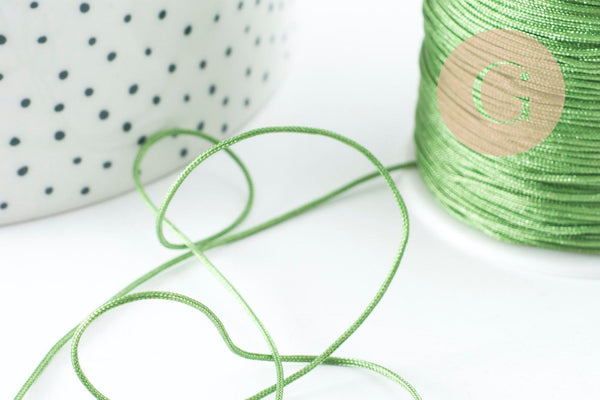 Cordon pour bijoux polyester vert kaki 0.8mm, cordon fil de jade pour bijoux, x1 mètre G9454