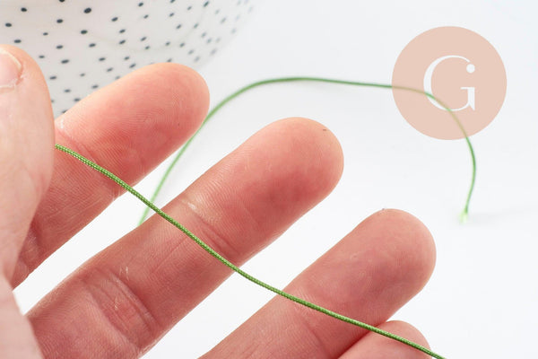 Cordon pour bijoux polyester vert kaki 0.8mm, cordon fil de jade pour bijoux, x1 mètre G9454