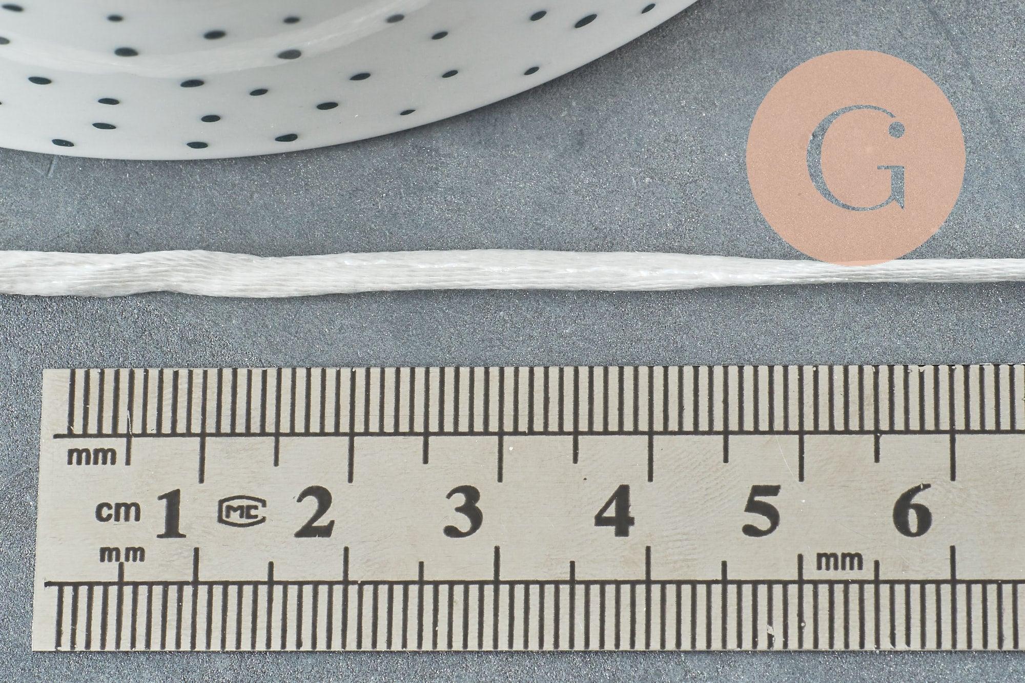Cordon queue de rat polyester blanc 2mm, x1 ou x5 ou x10 mètres (G1105)
