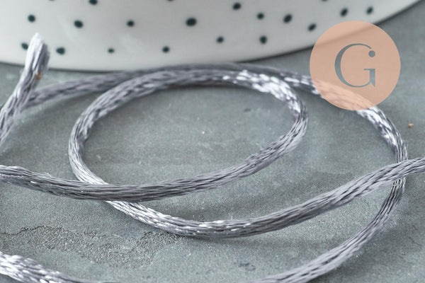 Cordon queue de rat satin gris 2mm, x5 mètres (G1808)