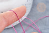 Cordon rose fuchsia tressé polyester 0.6mm, cordon fil de jade pour bijoux, x1 mètre G8454