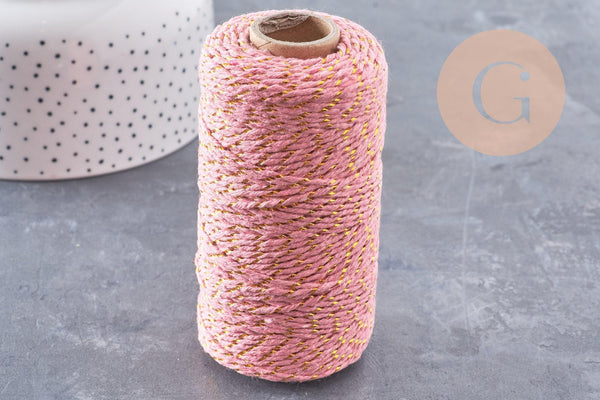 Cordon rose or, création bijoux,ruban mariage, scrapbooking,1-1.55mm, bobine 100 mètres (G2143)