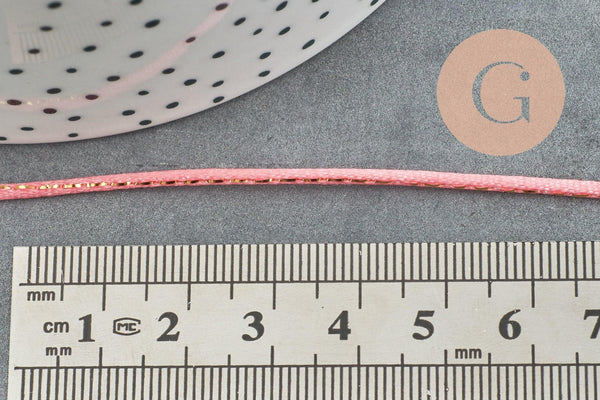 Cordon rose or, fabrication bijoux, création bijoux,ruban mariage,scrapbooking, largeur 1.5mm, x1 mètre G3762