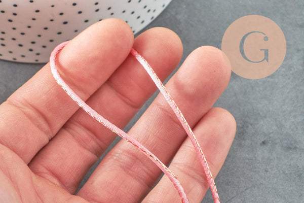 Cordon rose or, fabrication bijoux, création bijoux,ruban mariage,scrapbooking, largeur 1.5mm, x1 mètre G3762