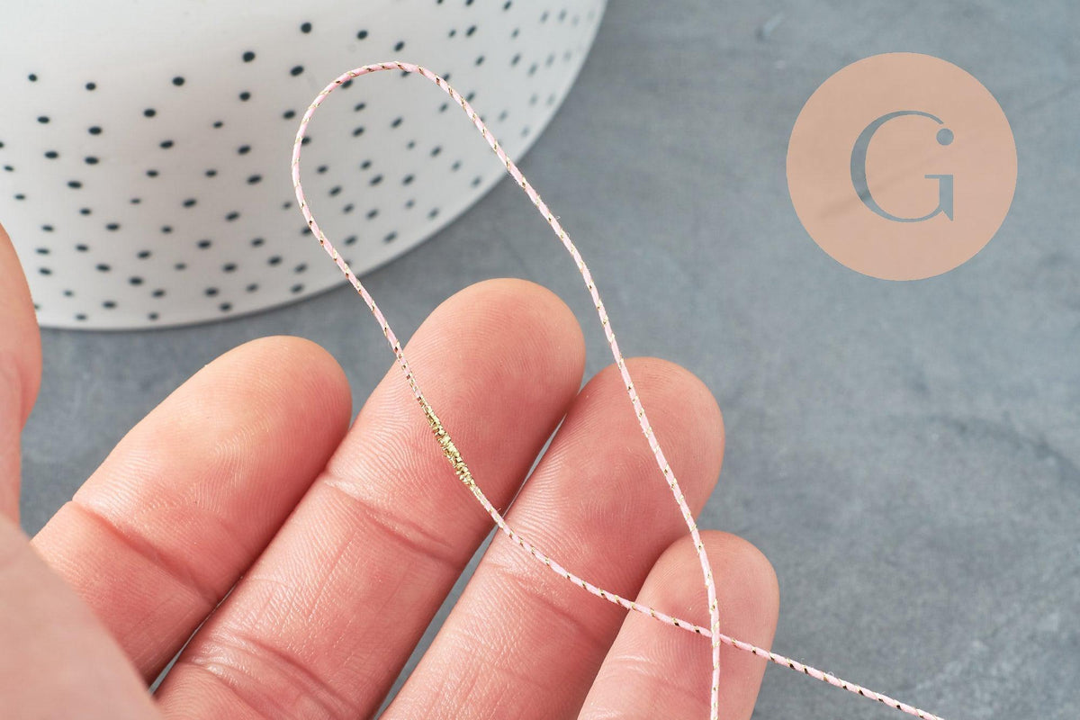 Cordon rose or, fabrication bijoux, création bijoux,ruban mariage, scrapbooking, largeur 1.5mm, x1 ou x5 mètres G1168