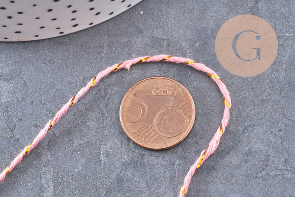 Cordon rose or,ruban mariage,fourniture créative, scrapbooking,1-1.5mm, 5/10 mètres (G2144)