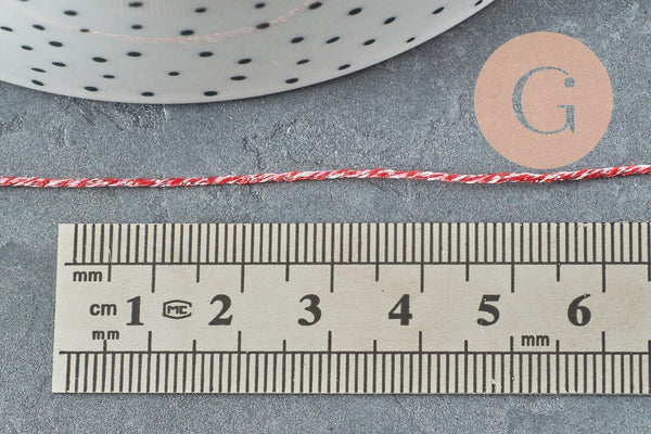 Cordon rouge argent, fabrication bijoux,ruban mariage, scrapbooking, largeur 0.8mm, x1 ou x5 ou x10 mètres G3259