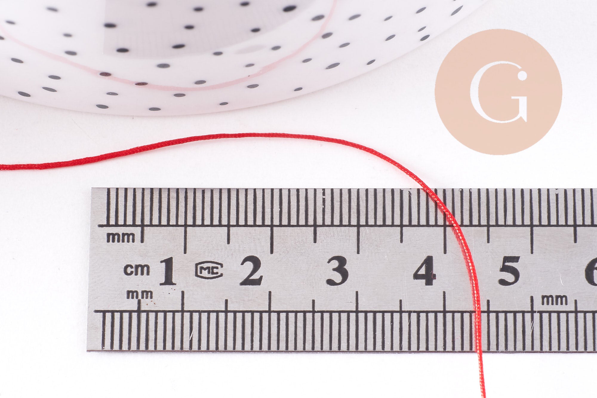 Cordon rouge foncé tressé polyester 0.6mm, x1 mètre (G10667)