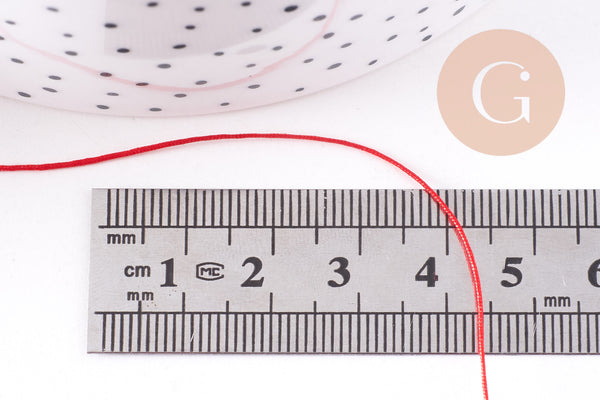 Cordon rouge foncé tressé polyester 0.6mm, x1 mètre (G10667)