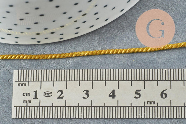 Cordon satiné torsadé or foncé 2mm, x1 mètre (G4594)