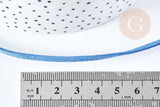 Cordon suédé bleu imitation cuir 3-4mm, x1 mètre (G8302)