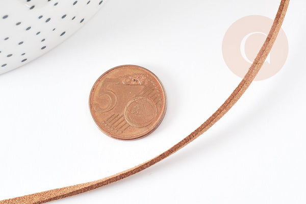 Cordon suédé marron imitation cuir 4mm, x1 mètre (G0090)