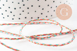 Cordon tressé Orange Rose bleu or 1.5mm x1 mètre (G9728)