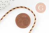 Cordon tressé Taupe Marron Beige Or 1.5mm x1 mètre (G9729)
