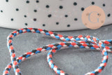 Cordon tressé bleu blanc rouge turquoise 2mm,cordon multicolore scrapbooking,corde décoration, x1 mètre G5859