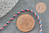 Cordon tressé bleu blanc rouge turquoise 2mm,cordon multicolore scrapbooking,corde décoration, x1 mètre G5859