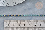 Cordon tressé bleu marine turquoise fil doré 1.5mm-2mm,cordon multicolore scrapbooking, x1 mètre G8122