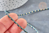 Cordon tressé bleu marine turquoise fil doré 1.5mm-2mm,cordon multicolore scrapbooking, x1 mètre G8122