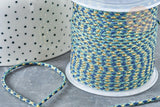 Cordon tressé bleu marine turquoise fil doré 1.5mm-2mm,cordon multicolore scrapbooking, x1 mètre G8122