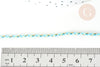 Cordon tressé bleu turquoise fil doré 1.5mm-2mm, x 1Mètre G8005