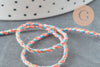 Cordon tressé rose bleu corail fil doré 2mm, x1 mètre (G5809)